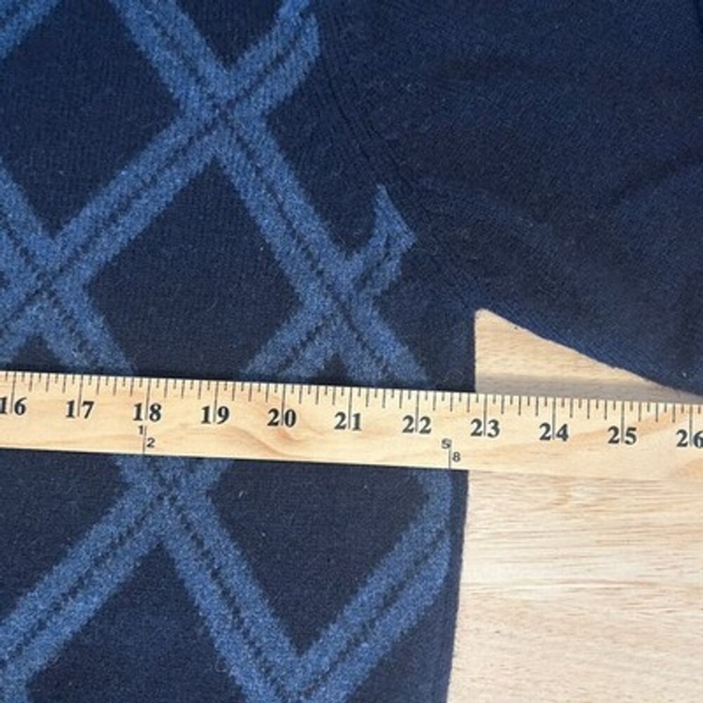 Jos A Bank Men L Lambswool Sweater Blue Argyle Crewneck Grandpacore Cabincore - Picture 5 of 9